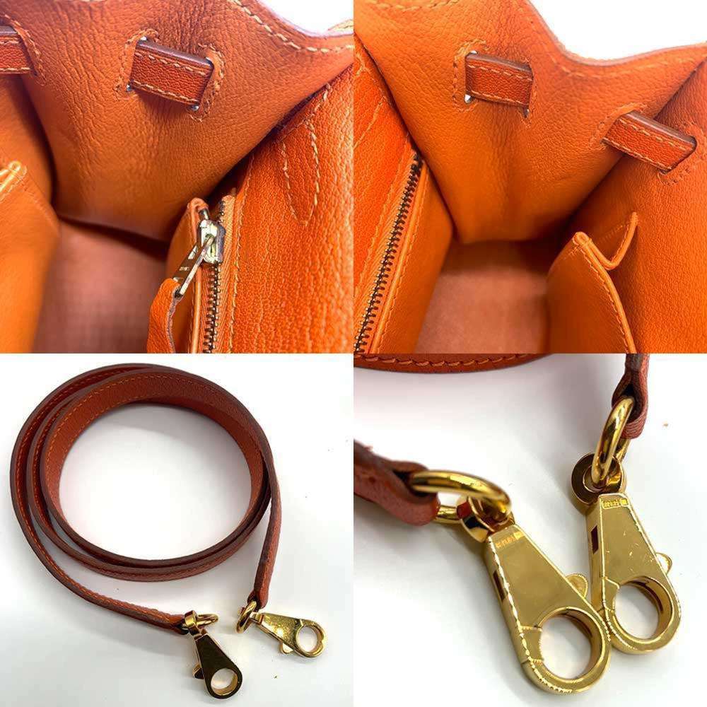 Hermes Kelly 25 Chevre Orange F Stamped Outside Stitching Hand Bag Shoulder S... - Picture 8 of 8